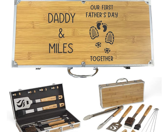 Personalized First Father's Day Gift, Our First Father's Day Gift, BBQ Grill Tool Set, Barbecue Set, Grilling Tools, Custom Grilling Set