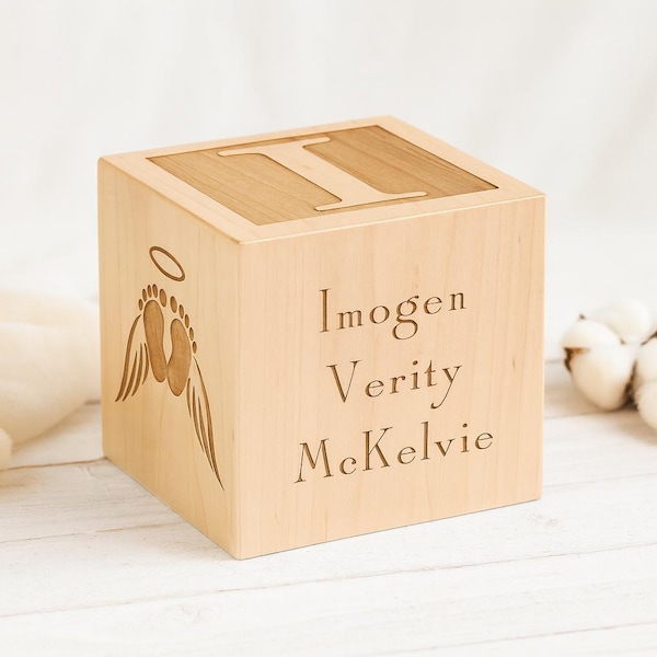 Urna infantil personalizada - caja de madera de arce grabada de 5,5 pulgadas