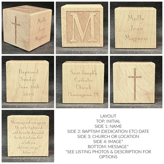 Personalized Baby Baptism/Dedication/Christening Wood Block, Choose from 3 Sizes, Baptism Gift for Boy, Girl, Baby Dedication Gifts, Unique Baptism