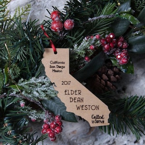 Christmas Ornament- Maple Engraved Missionary Keepsake LDS Called to Serve