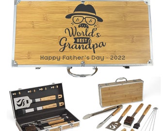 Gift for Grandpa, Grandfather Gift, Grandparent Gift, Personalized BBQ Set Grill, Grandfather Christmas Gift, Godfather Gift, Christmas Gift