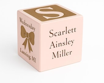 Personalized Wooden Name Blocks: Engraved Baby Birth Stats Keepsake