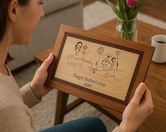 Personalized Handwriting Engraved Wood Art: Unique Keepsake Gift