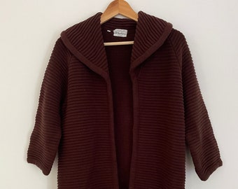 Vintage 1960's Brown Knit Duster Jacket