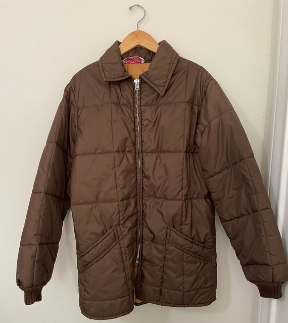 Vintage 1970s Brown Puffer Coat Machine Washable - image 2