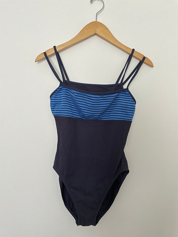 1990's Nuatica Navy Ribbed Swimsuit - Gem