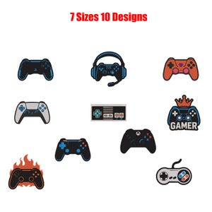 Gamer Embroidery Designs, 10 Game Controller Machine Embroidery Patterns, Retro Console Headset Boy Gaming Room Decor, 7 Sizes 10 Designs.
