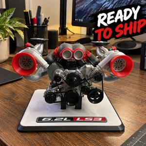 LS3 6.2L Twin Turbo Engine 1/6 Scale 3D Printed Display Model V8 high detail