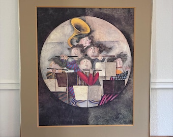 Boulanger 1981 Gesigneerde lithografie, vintage muziekkunst, ingelijste muziekwanddecoratie, retro kunstprint