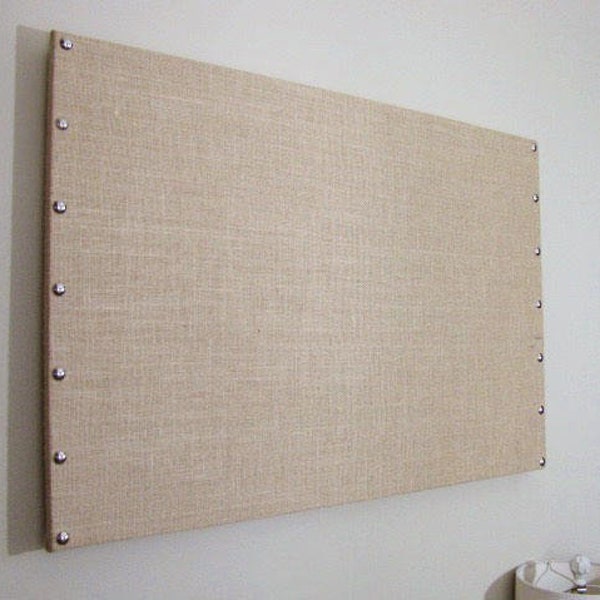 Natural Burlap Cork Board with Decorative Bronze or Silver Tacks, 24"x36"/36"x24"