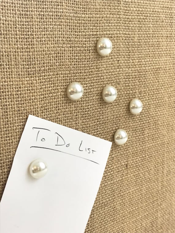 Set of 6 Pearl Push Pins, Thumb Tacks, Cork Board Pins 