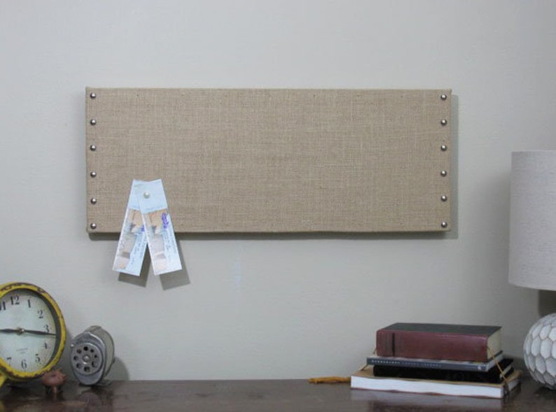 Tan Burlap Cork Board With Decorative Tacks 12 X Etsy