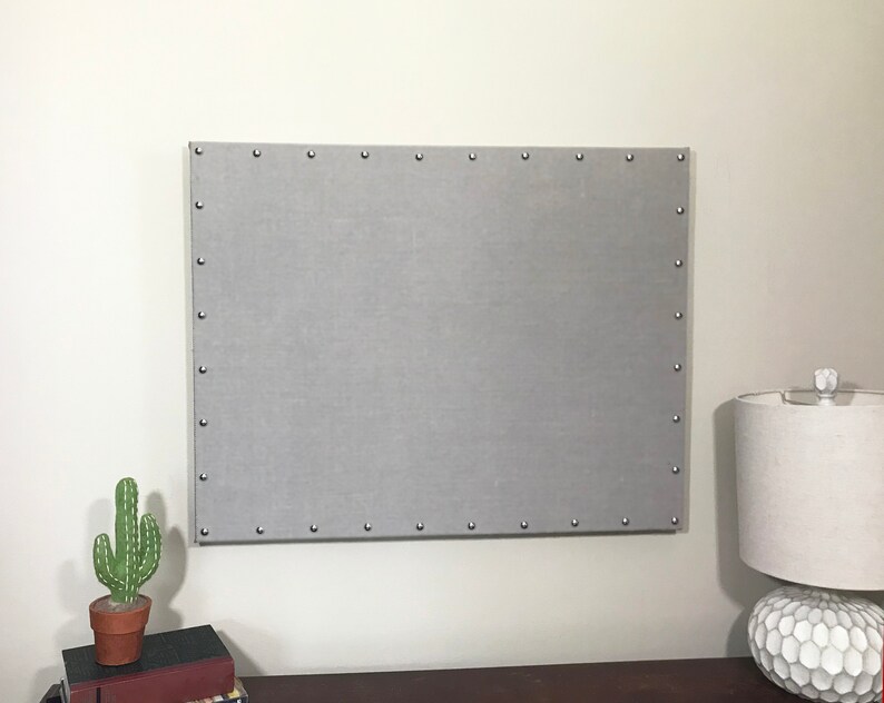 Gray Burlap Cork Board With Decorative Tacks Etsy