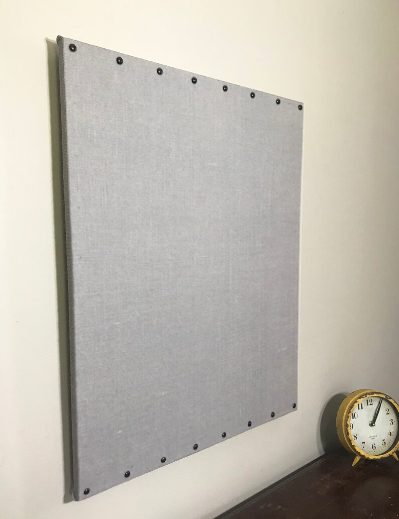 Gray Burlap Cork Board With Decorative Tacks Etsy