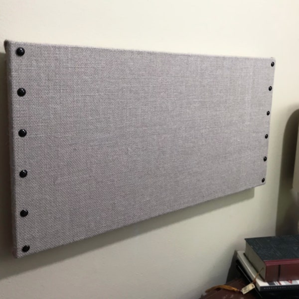 Grey/Gray Burlap Cork Board with Decorative Tacks 12" x 24", 24"x12"