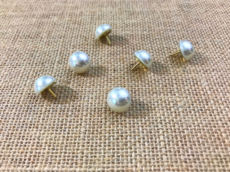 Set of 6 pearl push pins, thumb tacks, cork board pins image 4