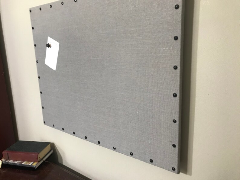 Gray Burlap Cork Board With Decorative Tacks Etsy