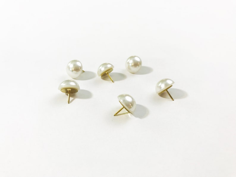 Set of 6 pearl push pins, thumb tacks, cork board pins image 2