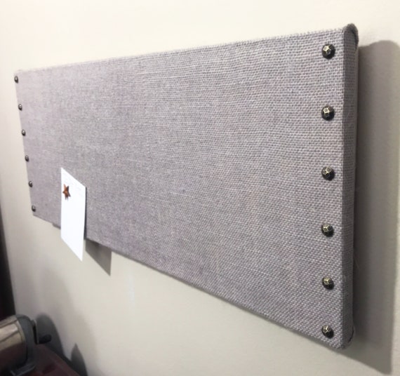 Gray Burlap Cork Board With Decorative Tacks Etsy