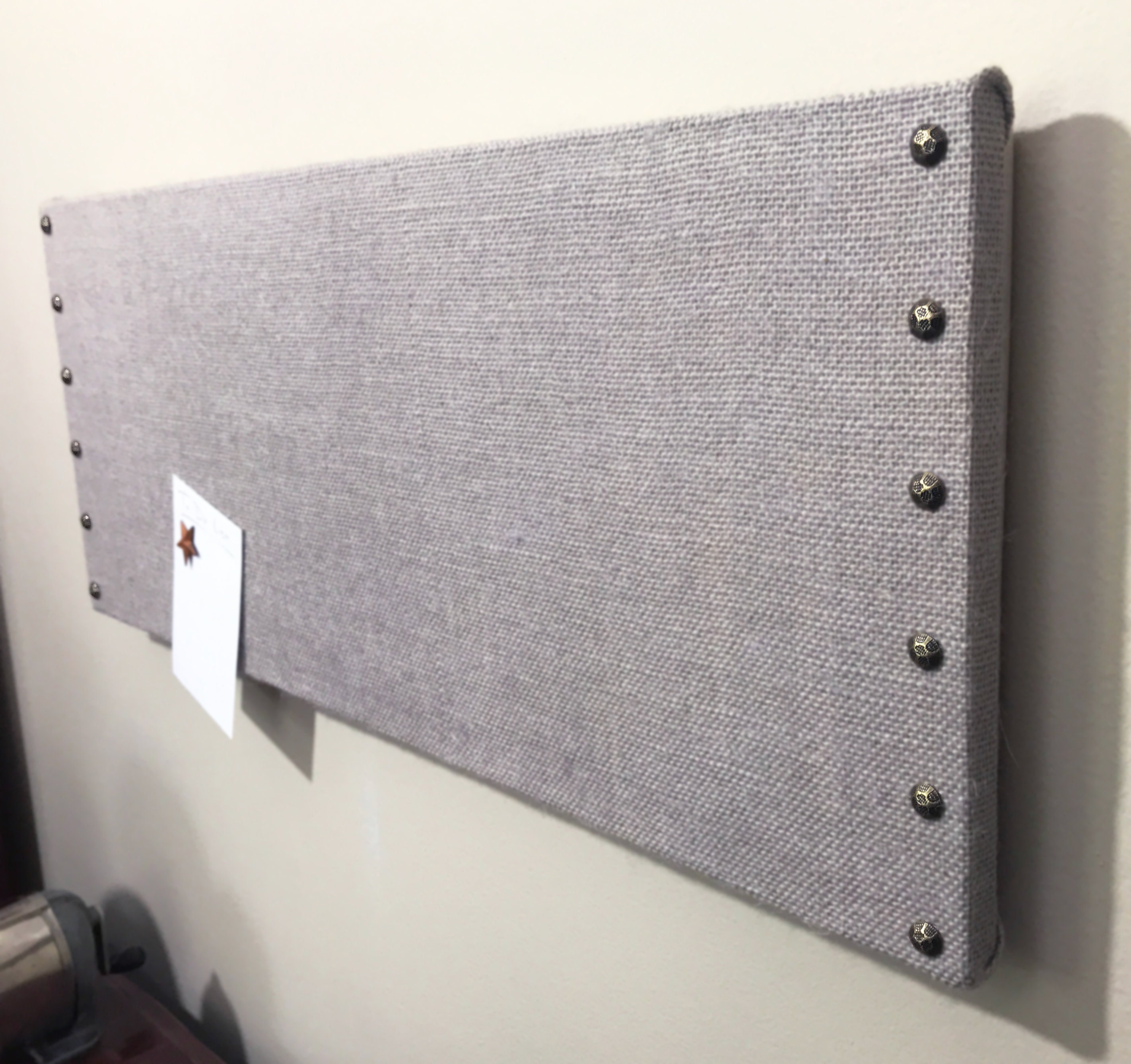 Gray Burlap Cork Board with Decorative Tacks Etsy