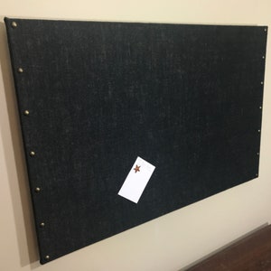 24"x36" Black Burlap Covered Cork Board with Decorative Tacks, 36"x24"