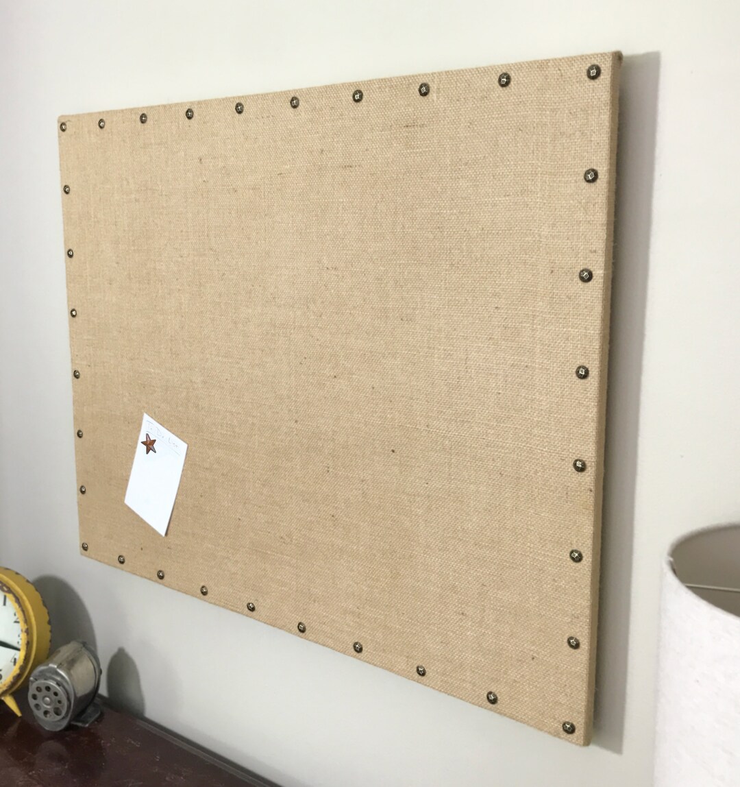 Natural/tan Burlap Cork Board/vision Board With Decorative Tacks 22x28