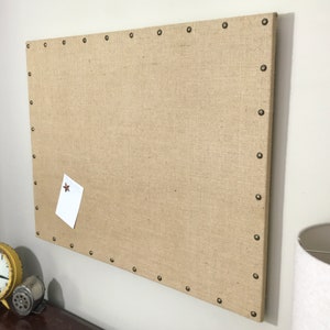 Natural/Tan Burlap Cork Board/Vision Board with Decorative Tacks 22"x28", 28"x22"