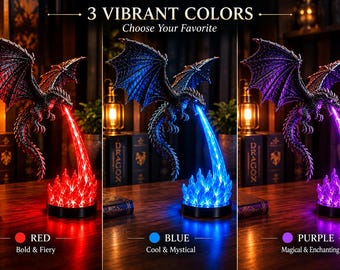 Fire-Breathing Dragon Lamp with LED Flame Base