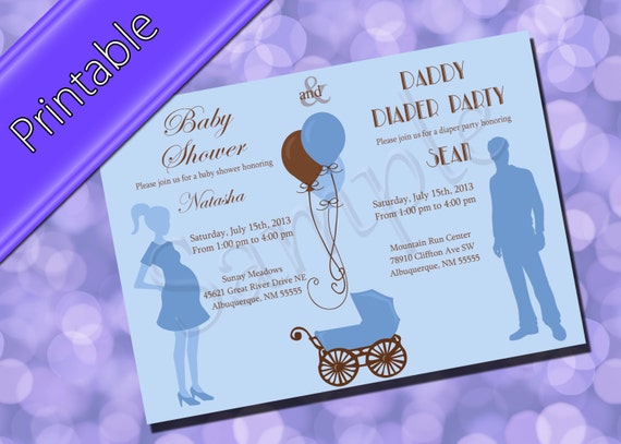 Items similar to Baby Shower and Diaper Party Invitation - Blue on Etsy