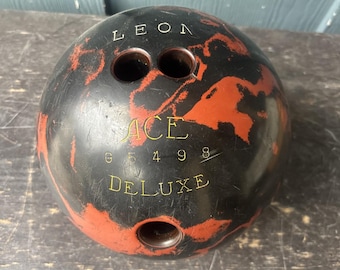 Bowling Ball Ace Deluxe Red Black Swirl 15lbs 10oz Drilled