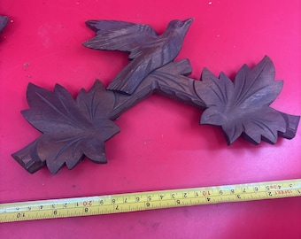 Vintage German Cuckoo Clock Bird Maple Leaf 10” Topper Part Replacement