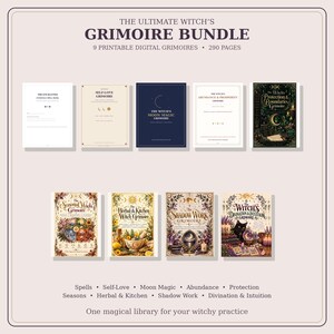 Pacote Definitivo de Grimórios de Bruxa | 9 Grimórios para Imprimir | PDF de Bruxaria | Livros de Feitiços Digitais