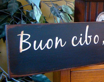 Italian Kitchen Wooden Primitive Sign Good Food Good Wine Good Friends Cheers