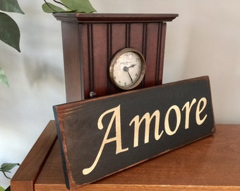 Amore Italian Wooden Primitive Sign