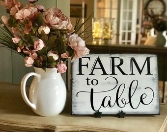 Farm To Table Primitive Rustic Shabby Chic Painted Wooden Sign