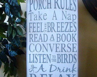 Porch Rules Wooden Primitive Sign