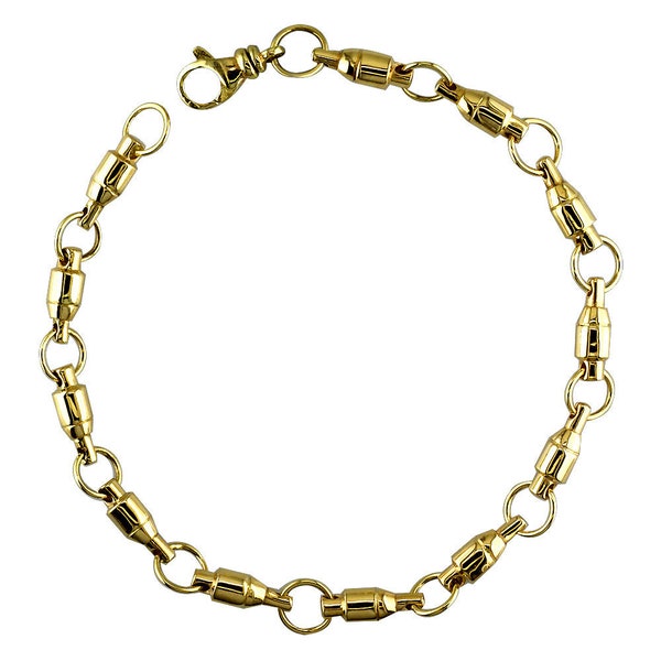 4mm Size Fishing Swivel Bracelet in 14k Yellow Gold, 8 Inches