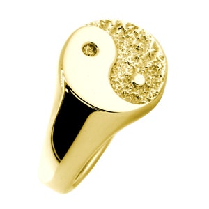 Solid Yin Yang Ring, 14mm in 18k Yellow Gold