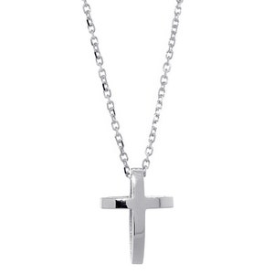 22mm 3D Open Cross Charm and 16 Inch Chain in Sterling Silver