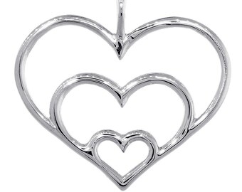 Triple Hearts Charm, 23mm in Sterling Silver