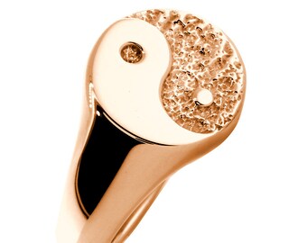 Solid Yin Yang Ring, 14mm in 14k Pink, Rose Gold