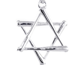 31mm Extra Large Jewish Star of David Baseball Bats Charm in Sterling Silver