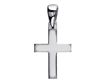 Small Solid Plain Cross Charm, 13mm in Sterling Silver