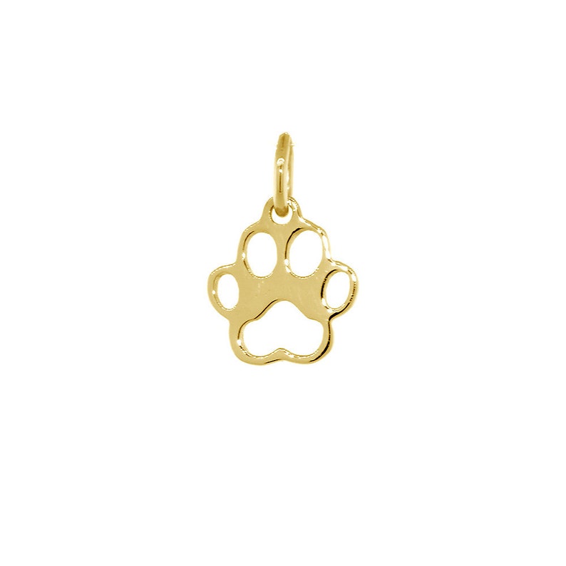 8mm Open Dog Paw Charm in 18k Yellow Gold