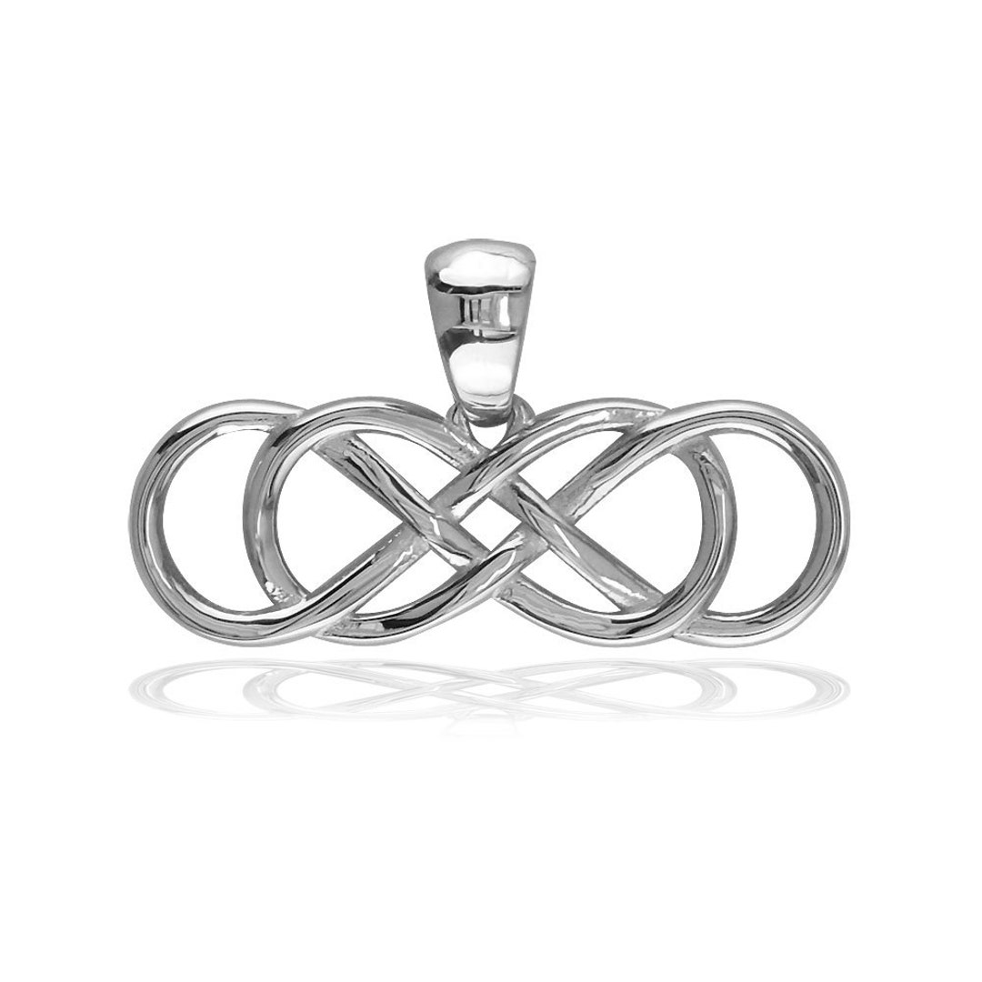 Large Double Infinity Symbol Sideways Charm in 14k White Gold