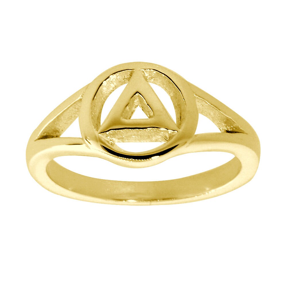 10mm Wide Alcoholics Anonymous AA Sobriety Ring in 14k Yellow Gold - Etsy