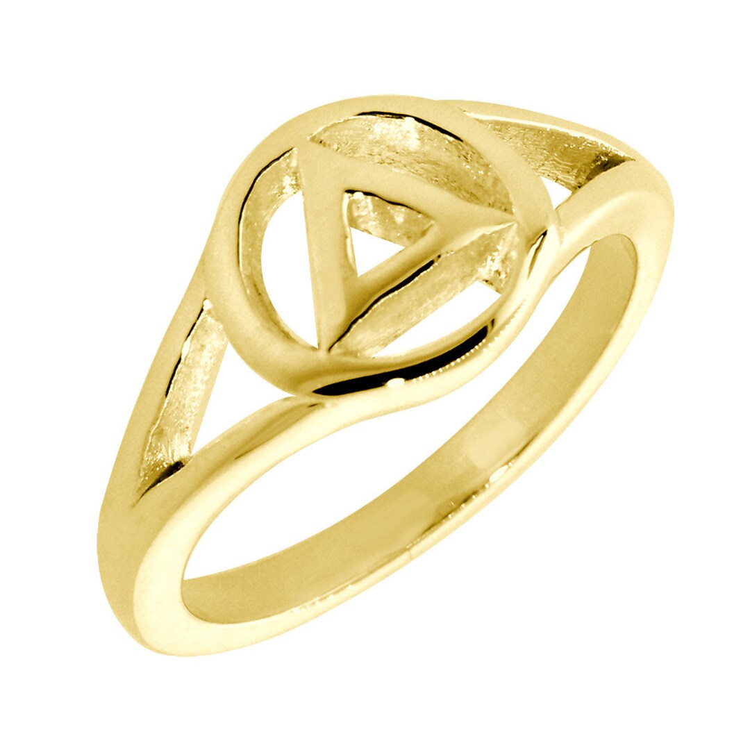 10mm Wide Alcoholics Anonymous AA Sobriety Ring in 14k Yellow Gold - Etsy