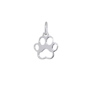 8mm Open Dog Paw Charm in 14k White Gold