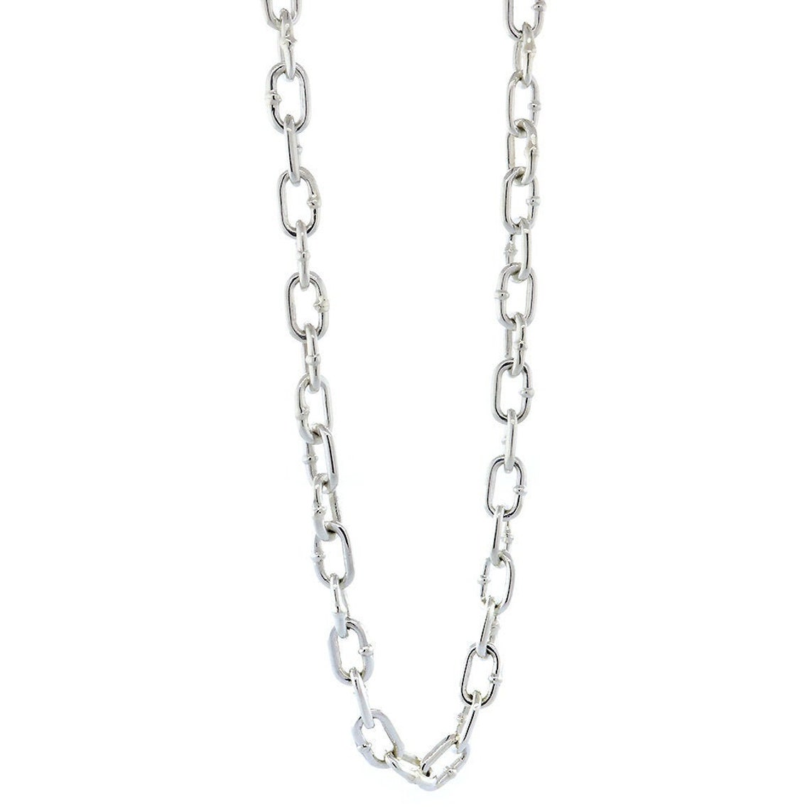 Mens Oval Hardware Link Chain 6mm Links 22 Inch in Sterling - Etsy