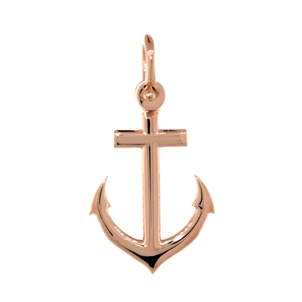 19mm Anchor Charm in 14k Pink Rose Gold 